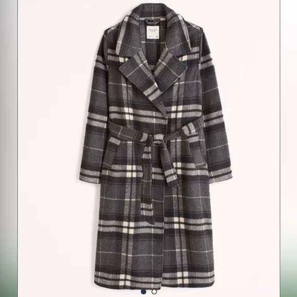 Abercrombie and Fitch wool blend dad coat plaid trench coat jacket